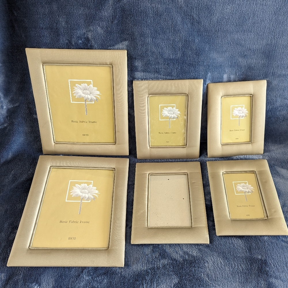(6) Picture Frames of Sage Colored Fabric